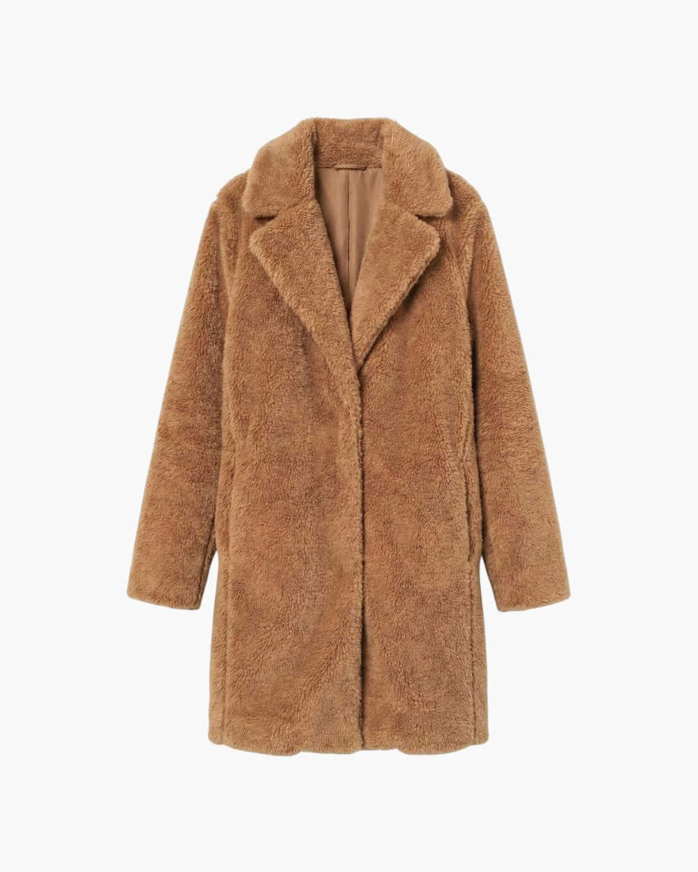 Longline teddy coat with notched collar