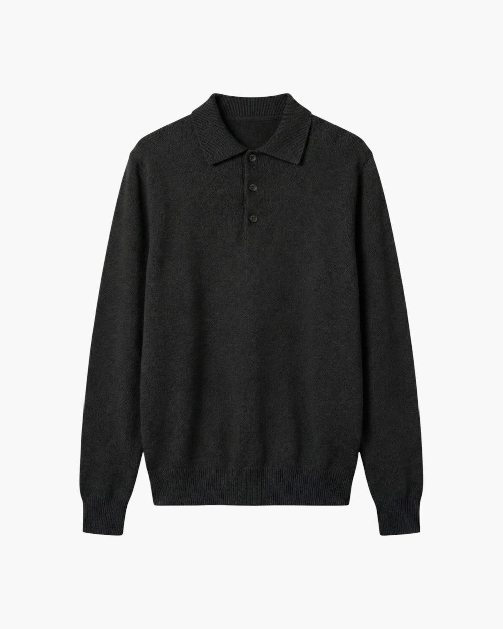 Long-Sleeve Knitted Polo Shirt Wool