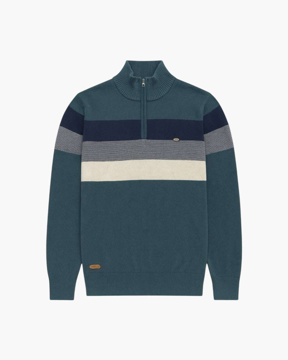 Zip-Neck Troyer Color Block Stripes