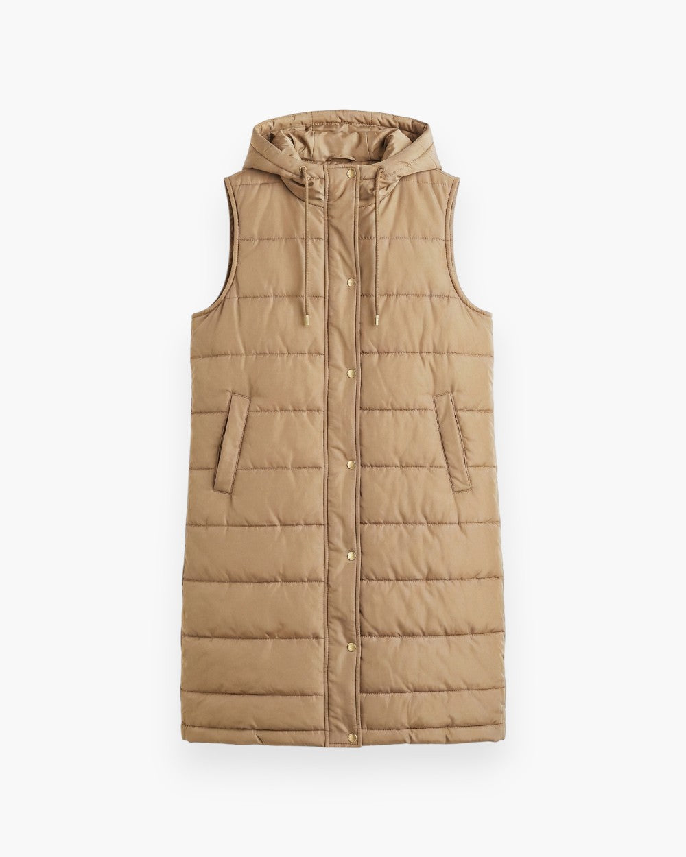 Hooded longline puffer vest