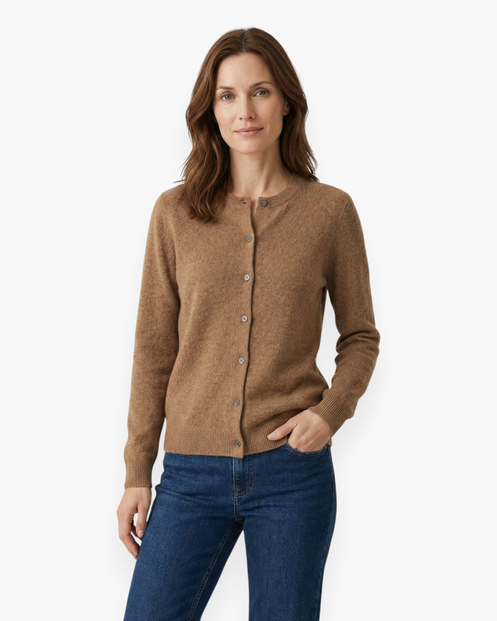Button-Front Wool Cardigan