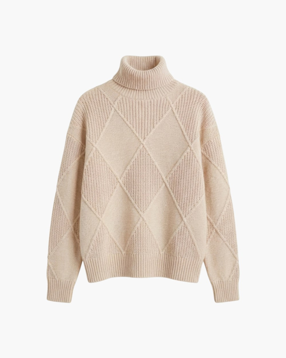 Turtleneck Sweater In Diamond Knit