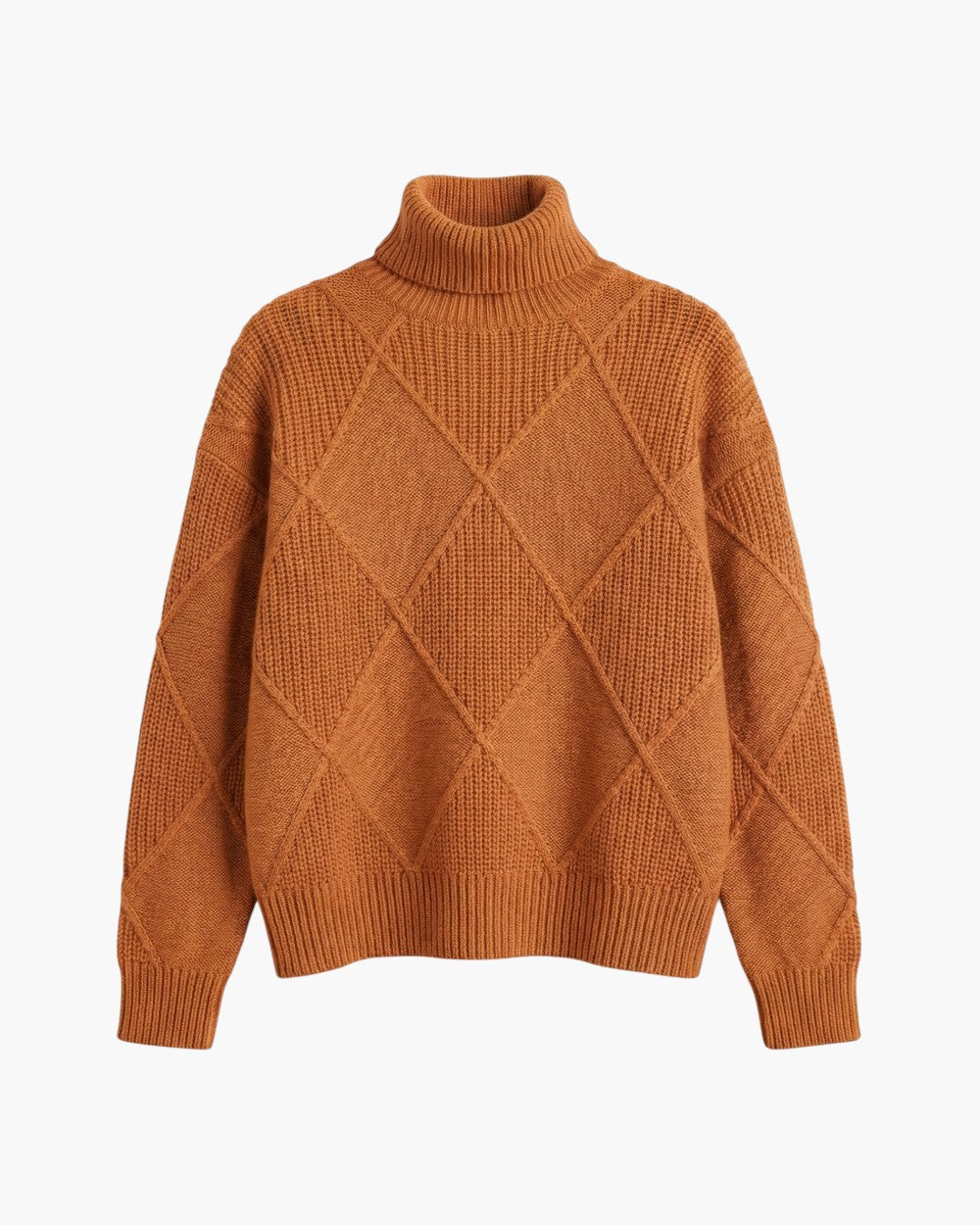 Turtleneck Sweater In Diamond Knit